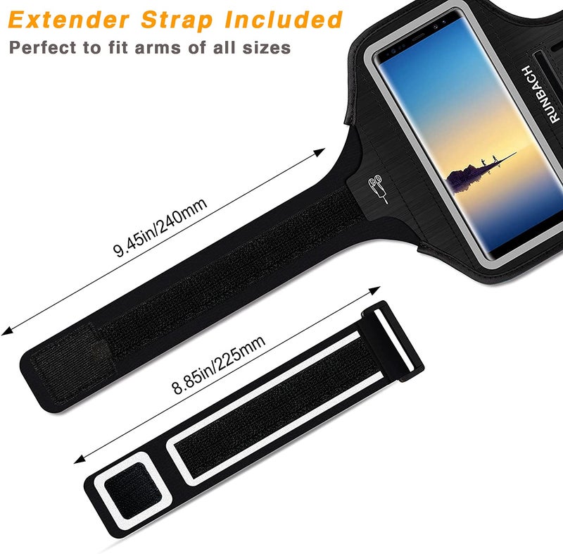 RUNBACH Armband for Galaxy Note 20/10+/9/8,Sweatproof Running Exercise Bag with Fingerprint Touch/Key Holder and Card Slot for Galaxy Note 20/10+/9/8(Black) - Image 2